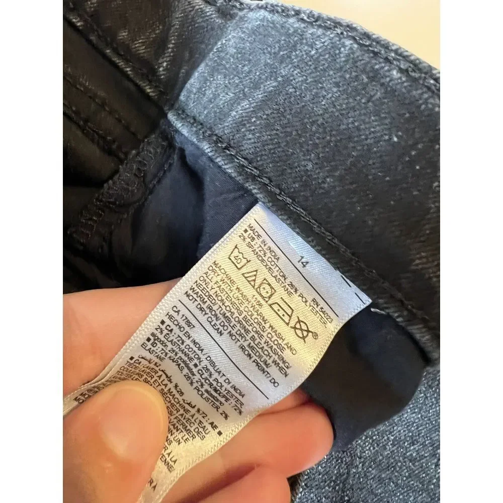 OLD NAVY Girl's Size 14 Jeans Karate Slim Taper Black Stretch‎ Adjustable Waist